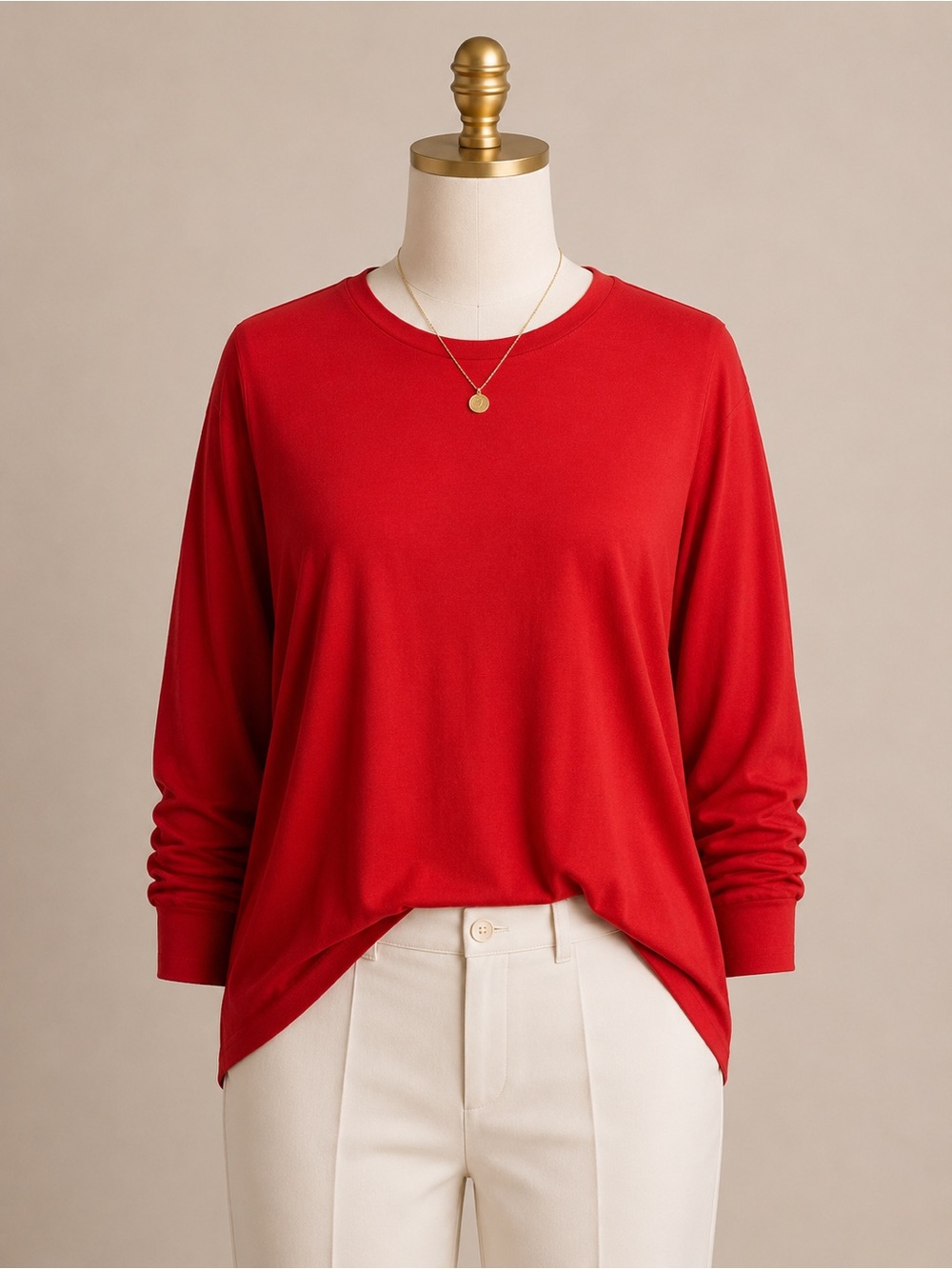 SHEIN Curve 4XL Red Long Sleeve Crew Neck Stretch Tee Plus Size